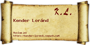Kender Loránd névjegykártya